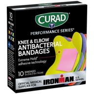 curad - curim5022 ironman performance series knee and elbow antibacterial bandages, advanced adhesive technology, fabric bandages, pack of 10 логотип