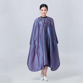 img 2 attached to 💜 Lzttyee Waterproof Hair Cutting Cape: Salon Barber Gown with Stretch Out Hand Design in Purple