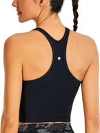 🏋️ crz yoga women's racerback longline padded sports bra: wireless crop cami tank tops for yoga – ultimate comfort! logo
