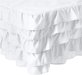 img 3 attached to 🛏️ Elegant Comfort 1500 Thread Count Microfiber Multi-Ruffle Bed Skirt - King Size, White - Wrinkle and Fade Resistant Egyptian Quality - 15inch Drop
