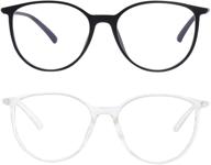 👓 uv400 protection oval blue light filter glasses for computer, game, reading, tv, phones - black/white frame logo