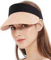 👒 stylish bellivera sun hat: women's straw visor with wide brim for uv protection, beach summer vacation, and easy packing логотип