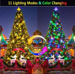 img 3 attached to Christmas Lights Color Changing 328ft Outdoor String Lights - 720 LED Green Wire String Light with Remote, 11 Modes for Xmas Tree, Trunk, Yard, Porch, Deck, WeddingParty Decorations - Warm White to Multicolor