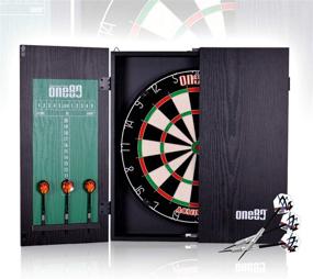 img 4 attached to One80 All-in-One Dartgame Center: Self-Healing Sisal Dartboard in a Multifunctional Cabinet – 6 Steel Tip Darts and Mounting Kit Included!