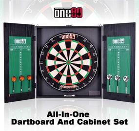 img 3 attached to One80 All-in-One Dartgame Center: Self-Healing Sisal Dartboard in a Multifunctional Cabinet – 6 Steel Tip Darts and Mounting Kit Included!