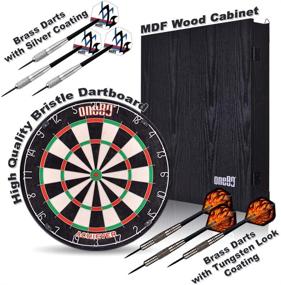 img 2 attached to One80 All-in-One Dartgame Center: Self-Healing Sisal Dartboard in a Multifunctional Cabinet – 6 Steel Tip Darts and Mounting Kit Included!