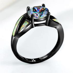 img 2 attached to 💍 Exquisite Rhodium Plated Fire Opal Cubic Zircon Wedding Engagement Anniversary Ring