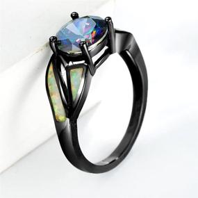 img 1 attached to 💍 Exquisite Rhodium Plated Fire Opal Cubic Zircon Wedding Engagement Anniversary Ring