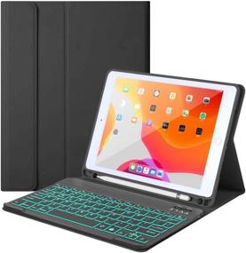 img 4 attached to 💻 New iPad10.2 9th Gen 2021 Keyboard Case: 7 Colors Backlight, Detachable Wireless Keyboard