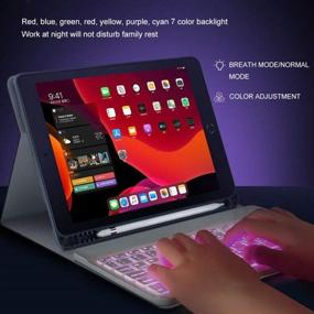 img 2 attached to 💻 New iPad10.2 9th Gen 2021 Keyboard Case: 7 Colors Backlight, Detachable Wireless Keyboard