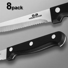 img 1 attached to 🔪 G.a HOMEFAVOR 8-Piece Full Tang Serrated Steak Knife Set - Stainless Steel Cutlery Set in Black