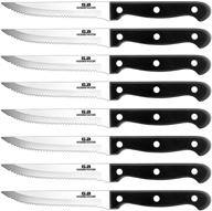 🔪 g.a homefavor 8-piece full tang serrated steak knife set - stainless steel cutlery set in black logo