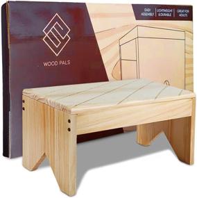img 3 attached to 🪜 Sturdy Wooden Step Stool for Adults - Ideal for High Beds, Kitchen, Bathroom, Closet - Eco-Friendly Pine, Lightweight & Easy Assembly (15 inches)