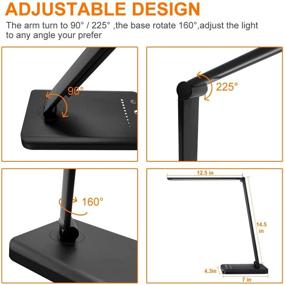 img 1 attached to 💡 Black LED Desk Lamp with USB Charging Port: 5 Lighting Modes, 5 Brightness Levels, Auto Timer & Eye-Caring Design - Ideal for Reading and Office Use