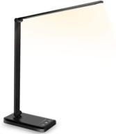 💡 black led desk lamp with usb charging port: 5 lighting modes, 5 brightness levels, auto timer & eye-caring design - ideal for reading and office use логотип