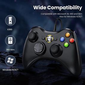 img 1 attached to 🎮 VOYEE PC Controller, Wired Game Controller for Microsoft Xbox 360 & Slim/PC Windows 10/8/7, Upgraded Joystick, Double Shock, Enhanced (Black)
