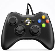 🎮 voyee pc controller, wired game controller for microsoft xbox 360 & slim/pc windows 10/8/7, upgraded joystick, double shock, enhanced (black) logo