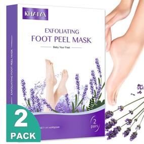 img 4 attached to Revive and Pamper your Feet with KHAIYA Foot Peel Mask - Get Baby Soft, Smooth Skin and Remove Dead Skin with this Lavender scented Exfoliator - Perfect Foot Mask for Men and Women, 2 Pairs Included!