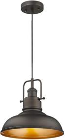 img 4 attached to Zeyu Farmhouse Pendant Light, Industrial Hanging Light 🏡 Fixture - 11-inch, Oil Rubbed Bronze Finish, 016-1 ORB