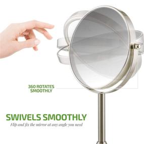 img 2 attached to 💄 Ovente 7'' Tabletop Makeup Mirror with Stand - 1X & 7X Magnification, Adjustable Double Sided Round Magnifier - Ideal for Dresser, Vanity, Office Station & Bathroom - Nickel Brushed MNLCT70BR1X7X