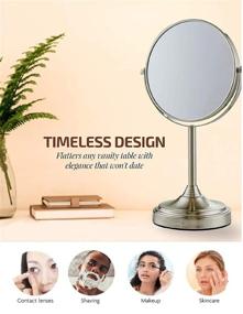 img 1 attached to 💄 Ovente 7'' Tabletop Makeup Mirror with Stand - 1X & 7X Magnification, Adjustable Double Sided Round Magnifier - Ideal for Dresser, Vanity, Office Station & Bathroom - Nickel Brushed MNLCT70BR1X7X