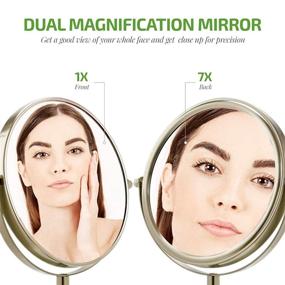 img 3 attached to 💄 Ovente 7'' Tabletop Makeup Mirror with Stand - 1X & 7X Magnification, Adjustable Double Sided Round Magnifier - Ideal for Dresser, Vanity, Office Station & Bathroom - Nickel Brushed MNLCT70BR1X7X