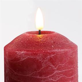 img 1 attached to 🕯️ 4-Piece Eywamage Red Flameless Pillar Candles Set with Remote Control, Flickering LED Battery Candles, 3" Diameter, Real Wax Decorative Candles