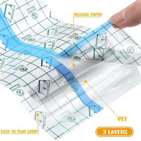 img 1 attached to 💦 2-Pack Transparent Waterproof Adhesive Bandage Roll for Tattoos - Clear Dressing Tape with 2 Sizes (4 Inch x 5.47 Yard, 6 Inch x 5.47 Yard)