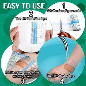 img 2 attached to 💦 2-Pack Transparent Waterproof Adhesive Bandage Roll for Tattoos - Clear Dressing Tape with 2 Sizes (4 Inch x 5.47 Yard, 6 Inch x 5.47 Yard)