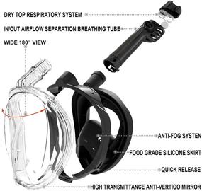 img 3 attached to 🤿 WSTOO Snorkel Mask: 180 Degree Panoramic View, Advanced Dry Top Breathing, Anti-Fog & Anti-Leak Design with Camera Mount - Ideal Adult Snorkeling Gear