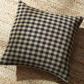 img 1 attached to 🏞️ Country Rustic Design: VHC Brands 16x16 Black Check Fabric Pillow in Black and Tan