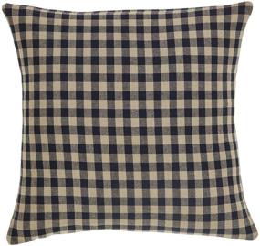 img 4 attached to 🏞️ Country Rustic Design: VHC Brands 16x16 Black Check Fabric Pillow in Black and Tan
