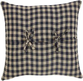 img 2 attached to 🏞️ Country Rustic Design: VHC Brands 16x16 Black Check Fabric Pillow in Black and Tan