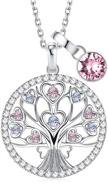 ileefy 925 sterling silver tree of life pendant necklace with heart crystal – lucky jewelry for women and girls, complete with jewelry box logo