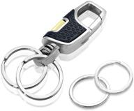 🔑 chrome-plated black keychain: heavy duty detachable car key holder with 2 key rings - multifunctional carabiner clip for home, office, and car logo