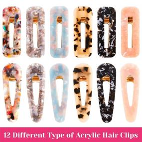 img 3 attached to 💎 Chic Collection: Cridoz 12 Pcs Acrylic Resin Hair Barrettes - Stunning Hair Clips for Women's Style Statements