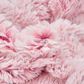 img 2 attached to FlySheep Роскошный плюшевый рогожковый комплект наволочек - ультрамягкое постельное белье из искусственного меха для зимы, смешанный старый розовый и белый, односпальный.