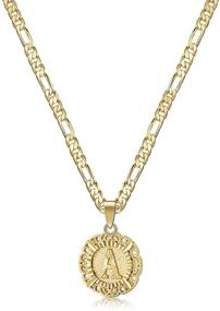 img 4 attached to 💎 Stylish 14K Gold Plated Initial Necklace - Perfect Capital Monogram Pendant with Figaro Chain for Women & Girls