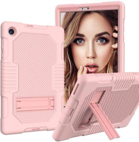 img 4 attached to 📱 TSQQST Case for Lenovo M10 Plus: Heavy Duty Protective Kids Case with Stand - 2020 2nd Gen 10.3" - Rosegold