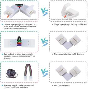 img 2 attached to 🔌 Nexillumi L Shape 4-pin Connectors: Angle Adjustable LED Strip Connectors for 5050 RGB Lights (10 Pcs)