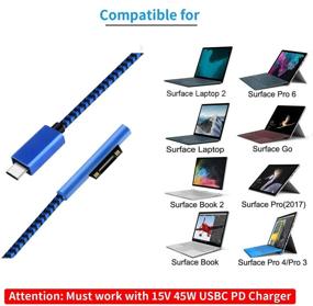 img 3 attached to ⚡ High-Performance Sisyphy 6ft Nylon Braided Surface Connect to USB-C Charging Cable | Compatible with Microsoft Surface Pro7 Go2 Pro6 5/4/3 Laptop1/2/3 & Surface Book | Requires 45W 15V3A USBC Charger PD Power Supply