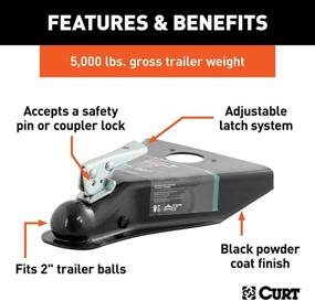 img 2 attached to 🚚 CURT 25210 Black A-Frame Trailer Coupler with 2-Inch Hitch Ball, Rated for 5,000 lbs