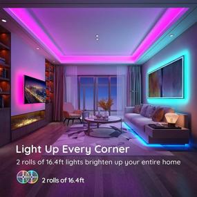 img 3 attached to MINGER LED Strip Lights 32.8ft: Bluetooth Music Sync RGB Lights with App Control, 🔮 Remote, Color Changing & 64 Scene Modes for Living Room, Bedroom, Kitchen, Bar - 2x16.4ft