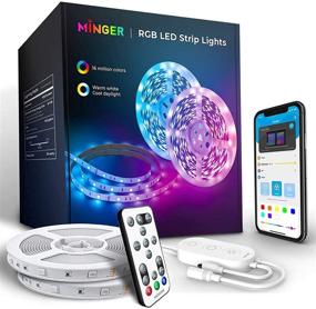 img 4 attached to MINGER LED Strip Lights 32.8ft: Bluetooth Music Sync RGB Lights with App Control, 🔮 Remote, Color Changing & 64 Scene Modes for Living Room, Bedroom, Kitchen, Bar - 2x16.4ft