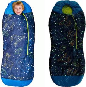 img 4 attached to 👻 AceCamp Glow in The Dark Mummy Sleeping Bag for Kids and Youth - 30°F/-1°C Temperature Rating, Water-Resistant for Camping, Hiking, and Slumber Party