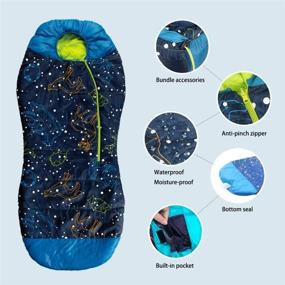 img 3 attached to 👻 AceCamp Glow in The Dark Mummy Sleeping Bag for Kids and Youth - 30°F/-1°C Temperature Rating, Water-Resistant for Camping, Hiking, and Slumber Party