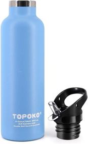 img 2 attached to 🍼 TOPOKO 25oz Stainless Steel Water Bottle - Vacuum Insulated, Leak-proof, BPA Free - With Handle, Straw, and Flip Top Lid in Sky Blue