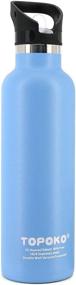 img 3 attached to 🍼 TOPOKO 25oz Stainless Steel Water Bottle - Vacuum Insulated, Leak-proof, BPA Free - With Handle, Straw, and Flip Top Lid in Sky Blue