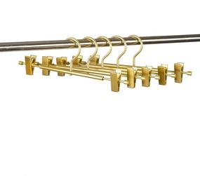 img 3 attached to 👖 Amber Premium Gold Aluminum Pants Hangers 10 Pack - Matte Finish, 12.2” Extra Smooth & Durable Metal Skirt Slack Hanger, Lightweight & Sturdy Rack for Trousers with 2-Adjustable Non Slip Clips and Swivel Hook