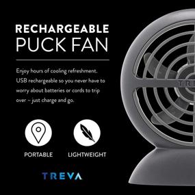 img 3 attached to Treva Rechargeable Battery Small Fan - Portable Travel Fan with USB Charging, 3 Speeds & Circular Cooling - Handheld/Desktop Size (Grey, 2)